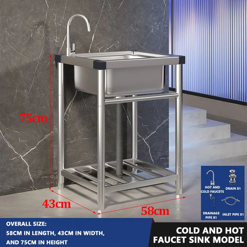 Wash Basin 304 Stainless Steel Sink with Bracket Single/double Sink Wash Basin For Kitchen, Garage, Laundry and Basement