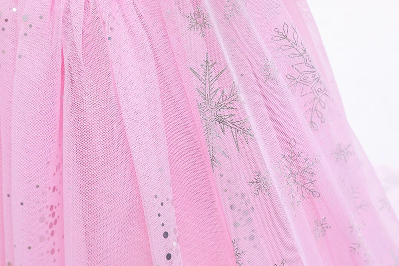 Mädchen rosa Pailletten Mesh Prinzessin Kleid, Mesh kurze Ärmel, mit Umhang, geeignet für Party, Tanz, Performance, Karnevals kleid