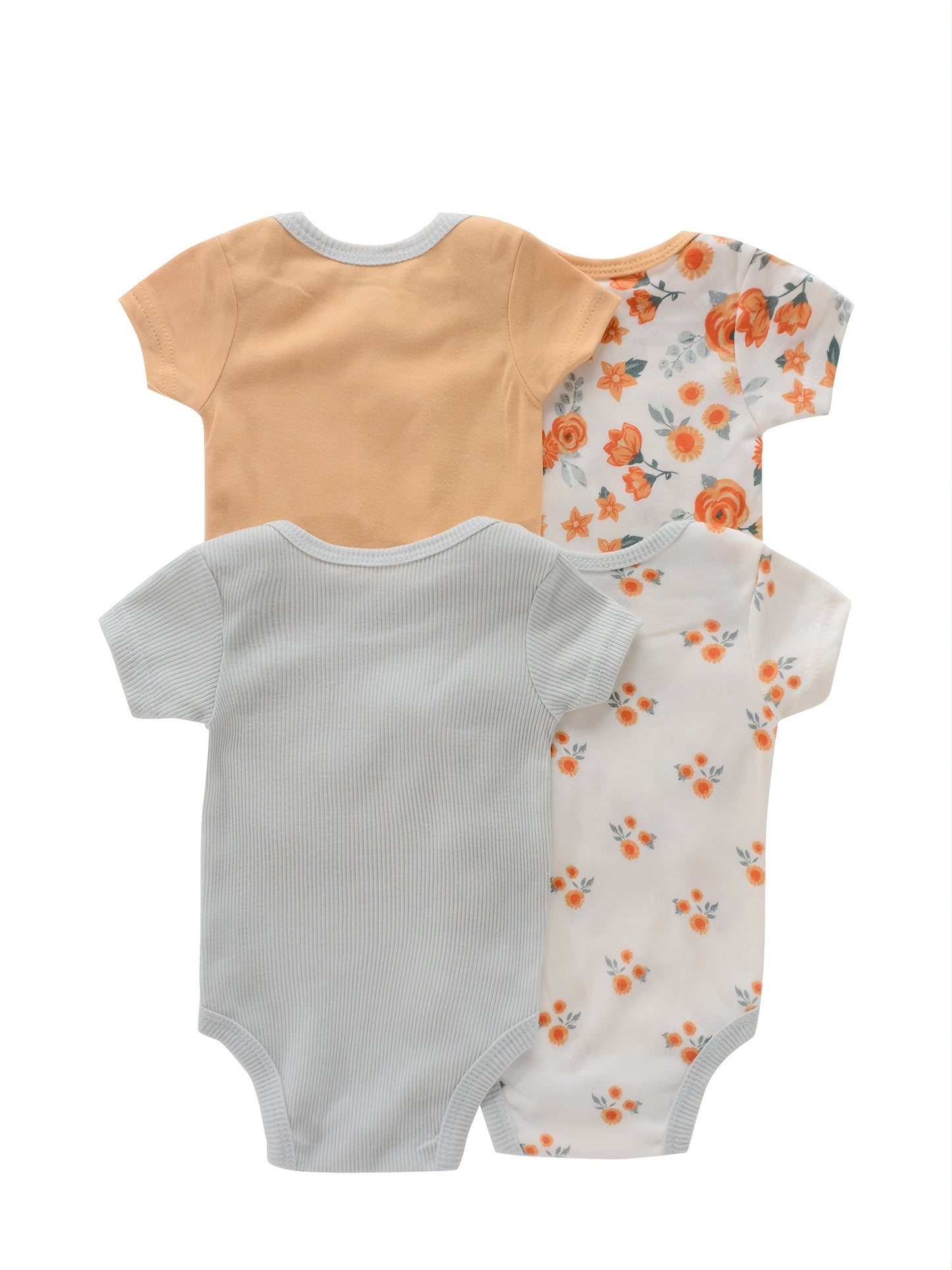 4PCS Neugeborenen Strampler Kurzarm Rundhals Cartoon Tier Blumen Drucken Body Onesies Für Baby Jungen Und Mädchen Kleidung