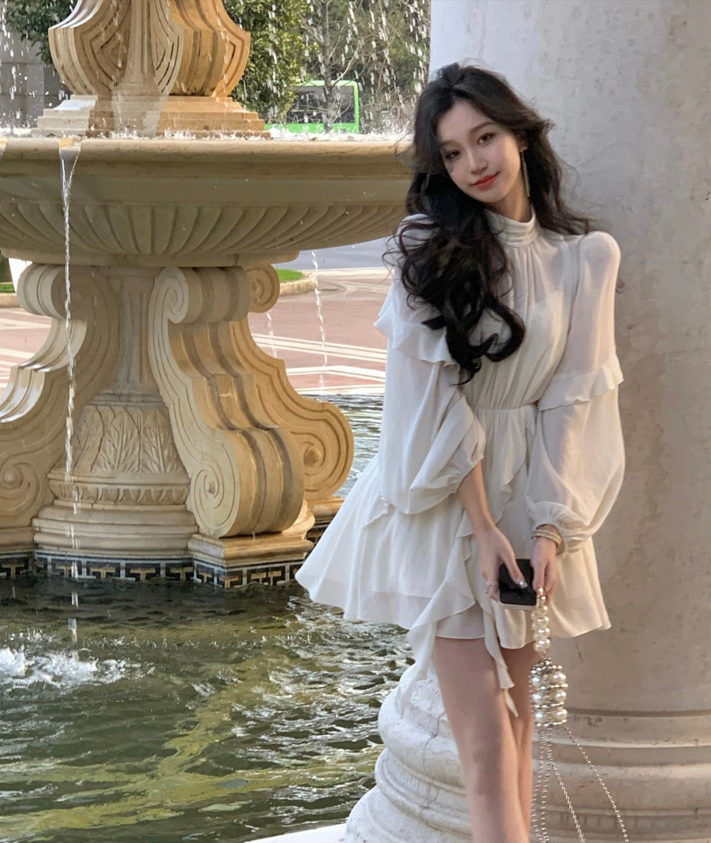 Strand Stil Chiffon Y2k Mini Kleid Büro Dame Casual Langarm Elegante Einteilige Kleid Koreanische Mode Kleidung Sommer 2023