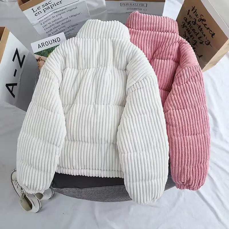 Cord Baumwoll jacke Damen kurze Winter jacke Mode Baumwoll jacke locker sitzend
