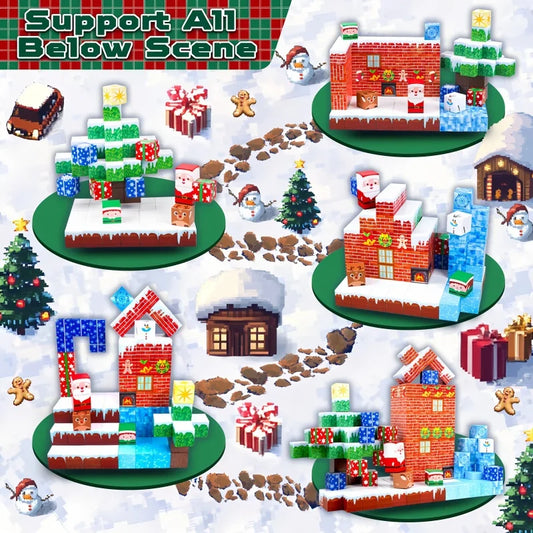 3D Kids Magnetic Blocks Sensory Construction Building Toy Santa Claus Magnet Cubes Stacking Toys Boys Girls Puzzle Gift.