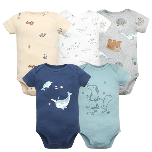 5 stück Unisex Baby Bodys Mode Körper Anzüge Kurzarm Neugeborenen Overall Cartoon Baby Junge Mädchen Kleidung Set Sommer.