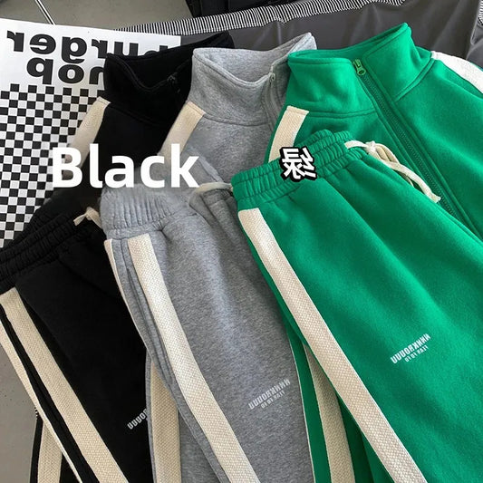 Casual Sporty Men's Hoodie Pants Set Hong Kong Style Long Sleeve Autumn Winter Loose Trendy Student Wear AE Origin China.