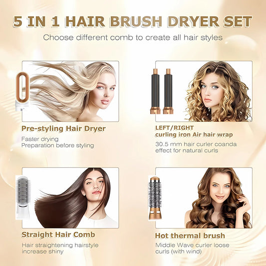 5 In 1 Electric Hair Brush Hair Dryer For Dyson Airwrap Automatic Curler Hair Straightener Hot Air Comb Hairdressing Appliance.