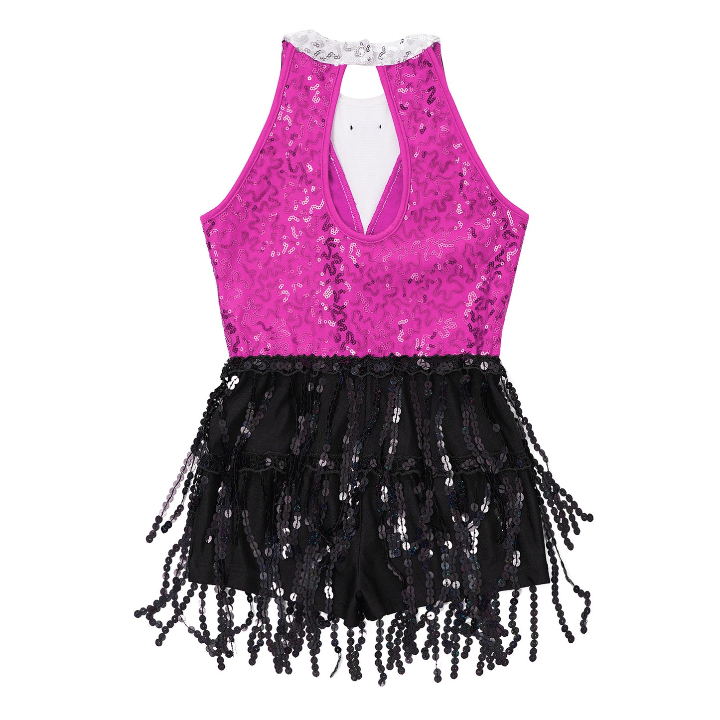 Kind Mädchen Ärmellose Glänzende Pailletten Quaste Boyshorts Kleid Latin Jazz Dance Cha-cha Samba Bühne Leistung Kostüm Dancewear