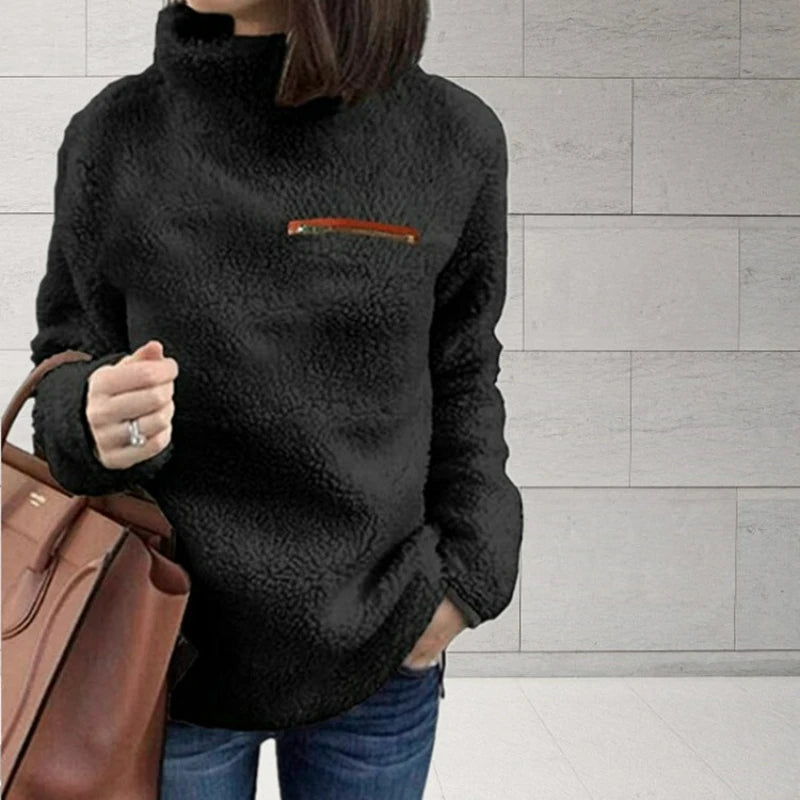 Winter Super Weich und Bequem Einfarbig Rollkragen Pullover frauen Pullover Fashion Zipper Sexy Top Damen Hipster Kleidung