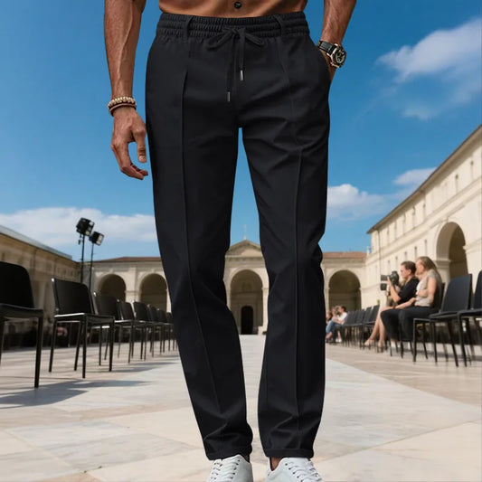 Men's Solid Color Large-Sized Form-Fitting Business Casual Pants Simple Design for Professional And Everyday Wear.