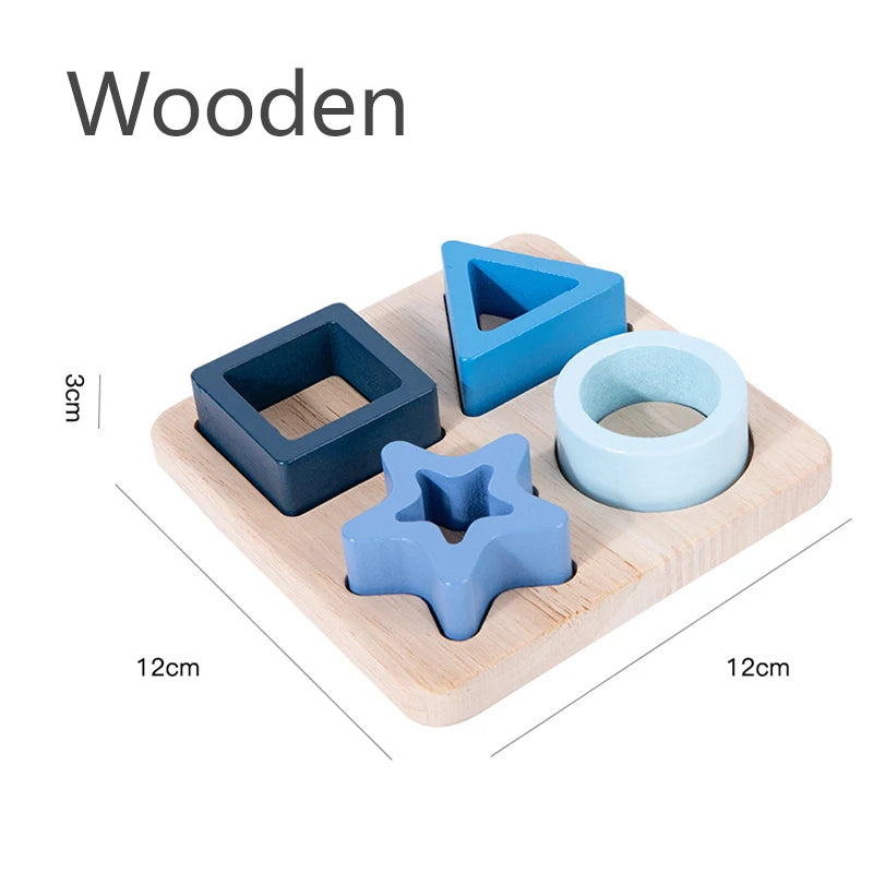 Montessori Baby Puzzles Silicone Toys Geometric Shape Jigsaw Board Matching Games Educational Learning Toys Food Grade Silicone