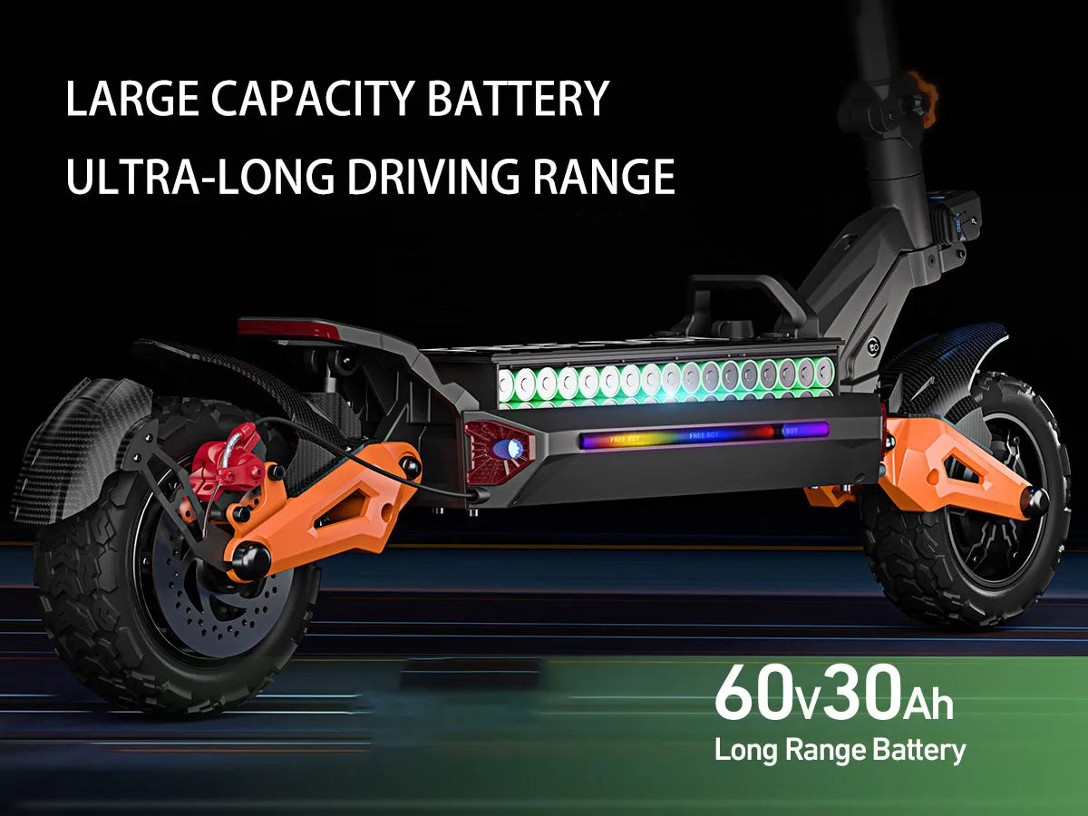 Dual Motor Powerful Electric Scooter, 80km Range, Load 200kg, Foldable Fast Electric Scooter for Heavy Adults.