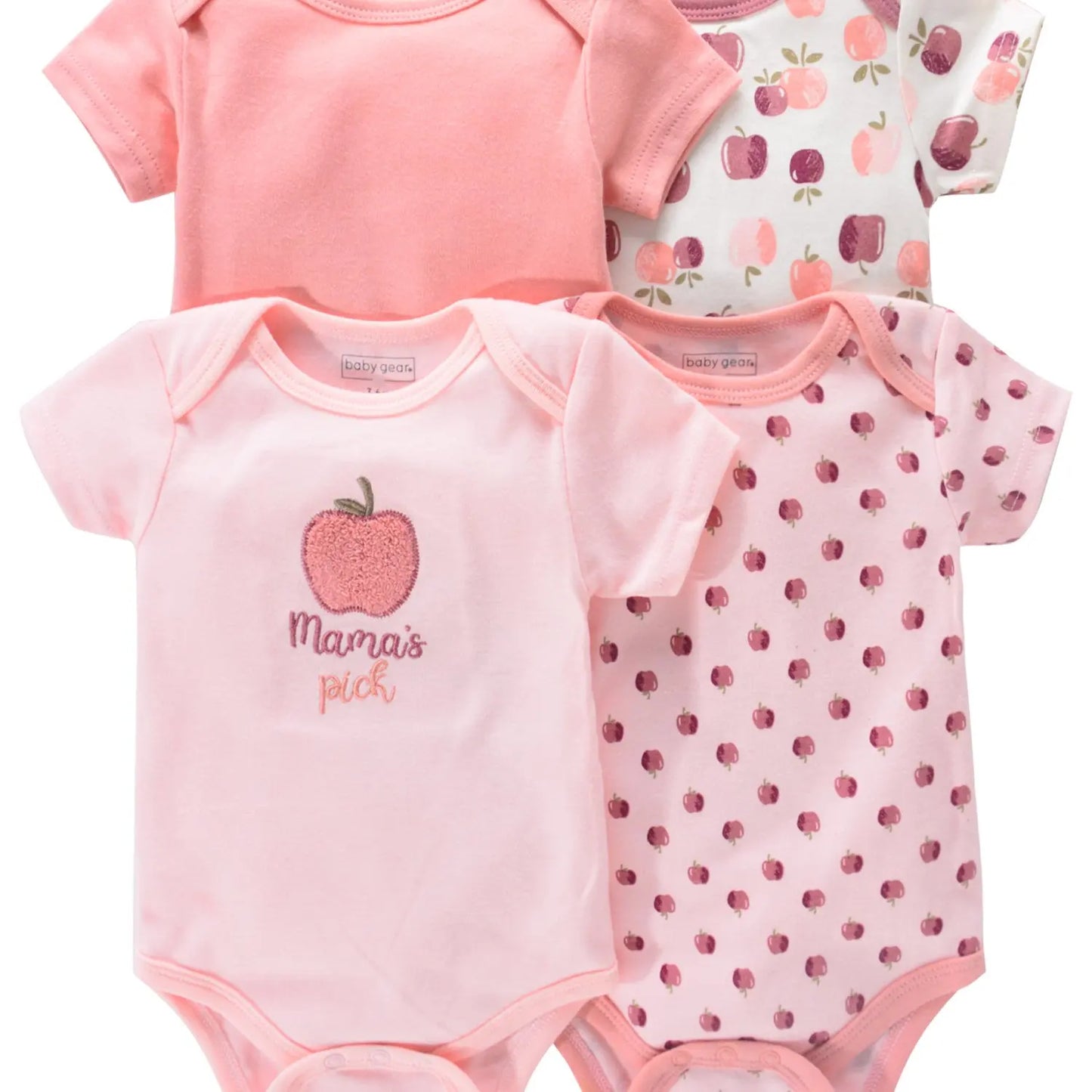 4PCS Neugeborenen Strampler Kurzarm Rundhals Cartoon Tier Blumen Drucken Body Onesies Für Baby Jungen Und Mädchen Kleidung