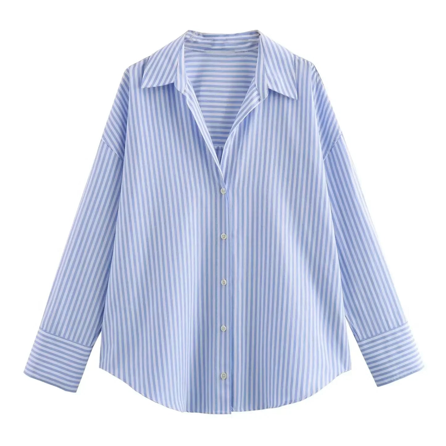 Women Fashion Spring Cotton Oxford Long Sleeve Single-breasted Lapel Blouse Street Clothing Shirt Chic Ladies Tops Mujer