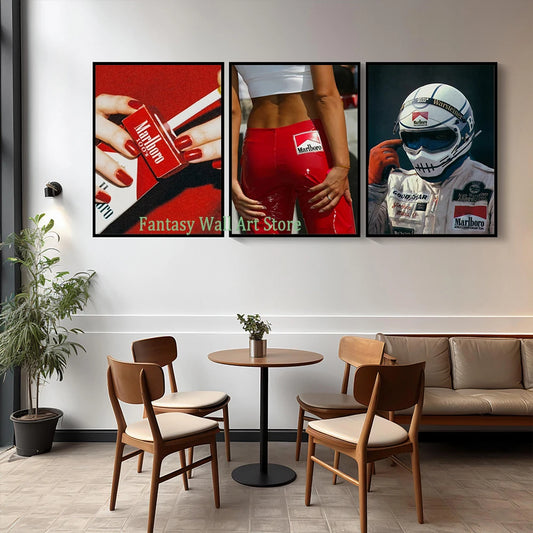 Red Prints Fashion Poster Canvas Painting Red Fashion Wall Art Decor Trendy Aesthetic Poster Hypebeast Racecar Wall Decoration.