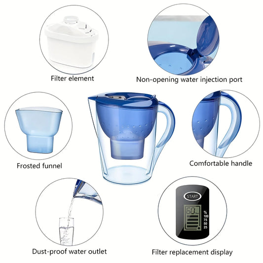 Household Filter Kettle with 3 Filter Device Alkaline Activated Carbon Water Purifier and Timer Clean Non-toxic Filter Wate 3.5L.