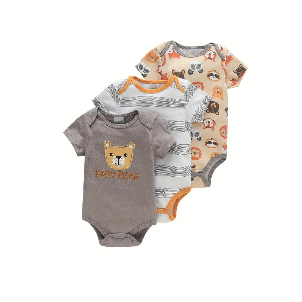 3PCS Infant Baby Nette Grafik einteilige Kleidung Für Jungen Und Mädchen, Neugeborenen Reine Baumwolle Sommer Strampler neugeborene kleidung