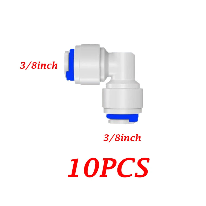 10PCS RO Water Hose Connection Straight Elbow Tee 1/4" Coupling Plastic Quick Pipe Fitting Reverse Osmosis Connector