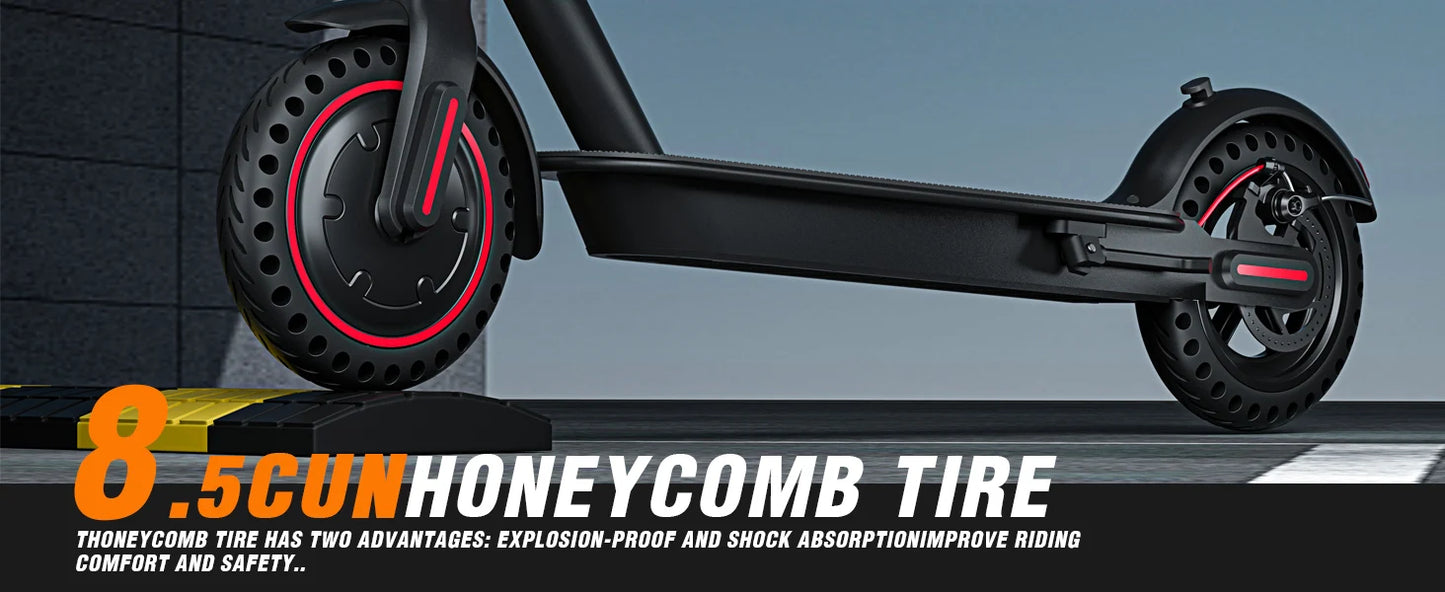 Black 350W Foldable Electric Scooter with Bag for Adults, 30KM Range, APP Support, Foldable Commuter E-scooter.