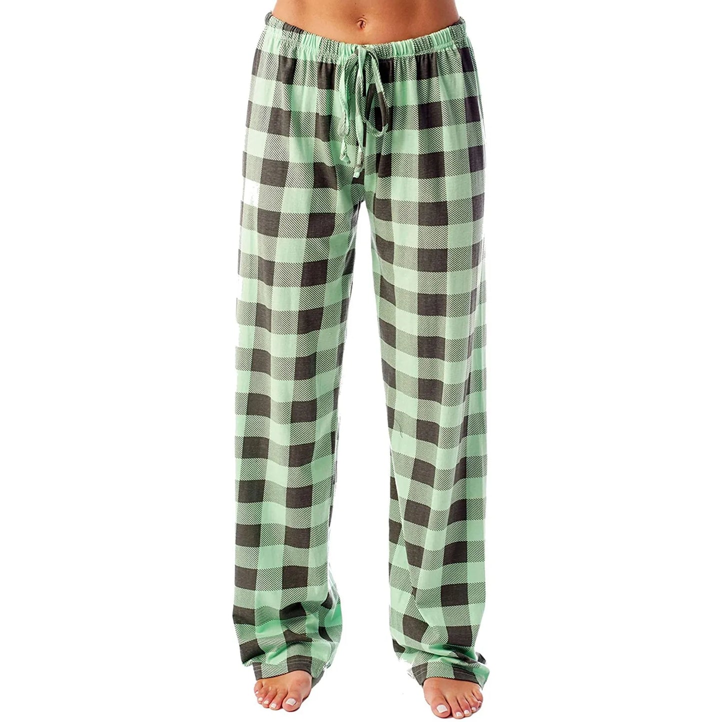 Frauen Weihnachten Pyjama Hosen Herbst Winter Plaid Gedruckt Hosen Mode Lässig Breite Bein Hosen Kleidung Streetwear