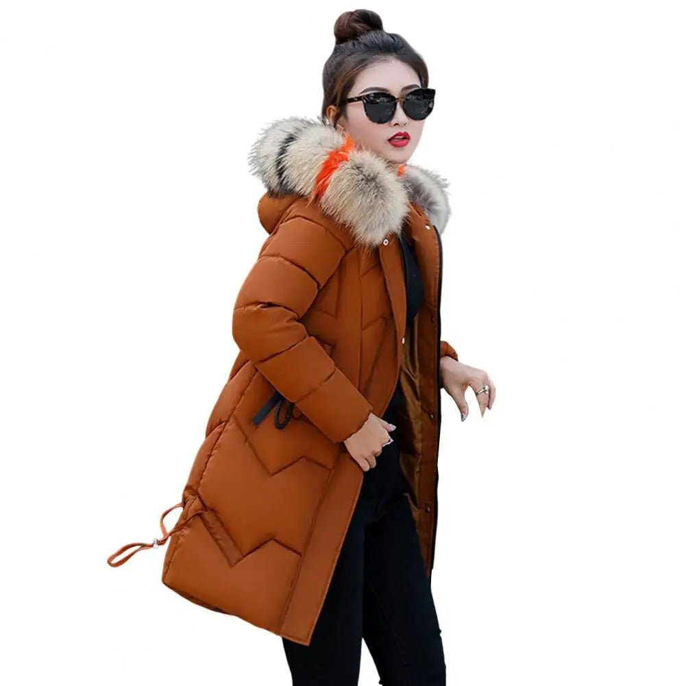 Mode Mäntel Winter Jacke Frauen Parka Neue 2024 Mit Kapuze Lange Weibliche Mantel Einfarbig Winddicht Outwear Parka