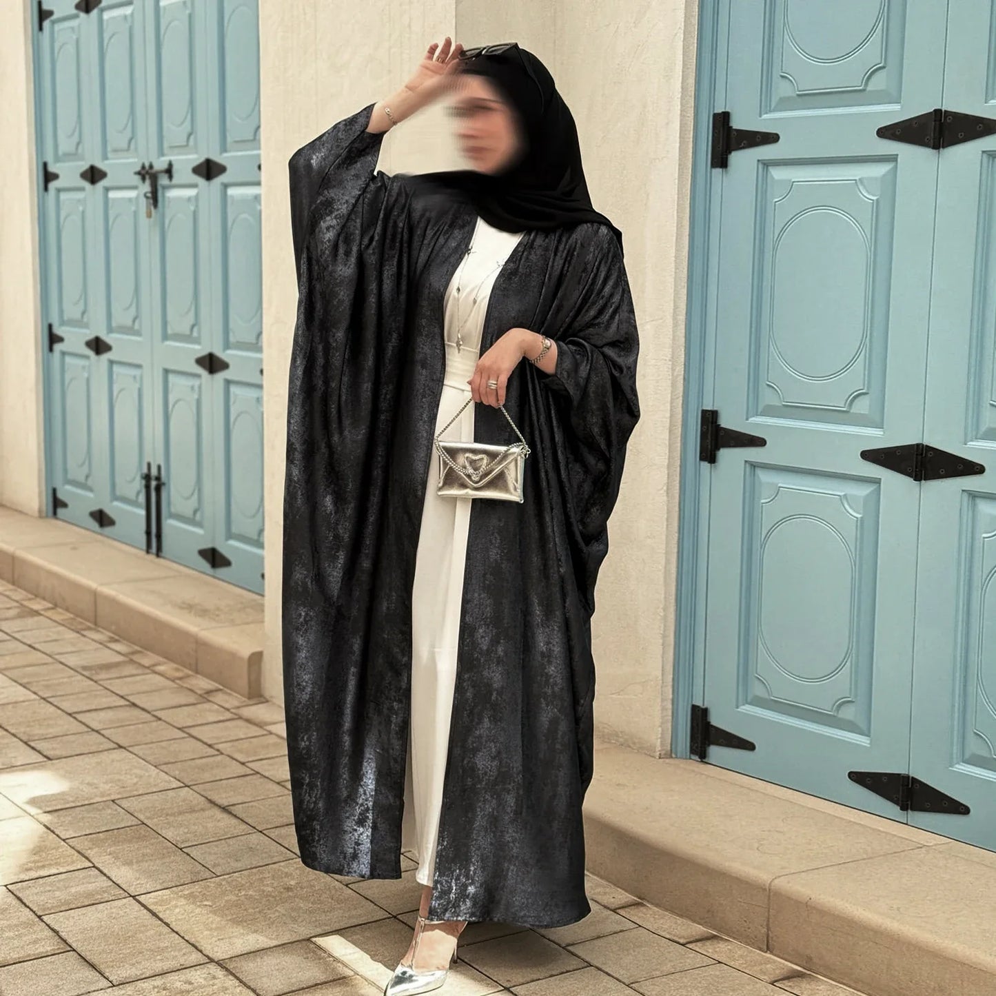 Mode Elegante Dubai Türkische Abaya Kleid Frauen Muslimische Frauen Muslimischen Kimino Kleid Abayas Vorne Offen Strickjacke