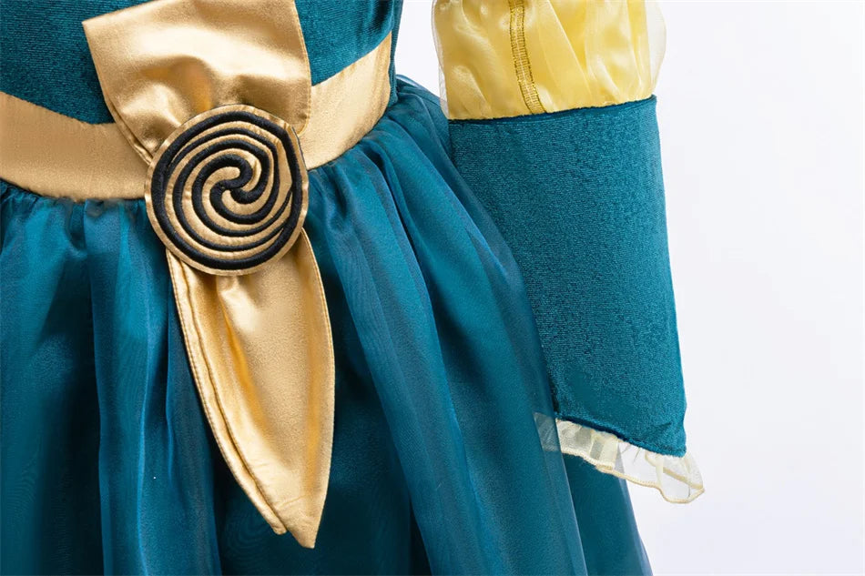 Girls Merida Cosplay Princess Dress Children Stage Performance Clothes Kids Halloween Carnival Party Long Sleeves Outfits