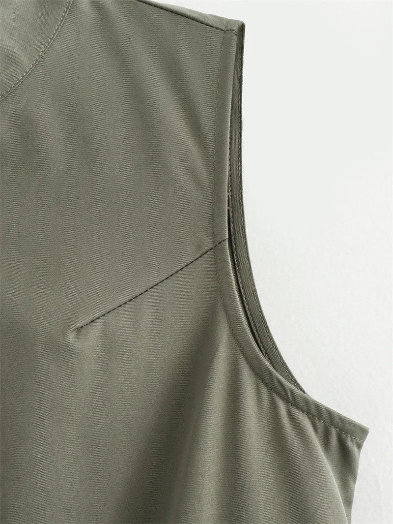 MUJER Zipper Langes Kleid Frau Plissee Ärmelloses, Figurbetontes Kleid Sommer Elegante Party Kleider Für Frauen 2025, Neue Midi Kleider