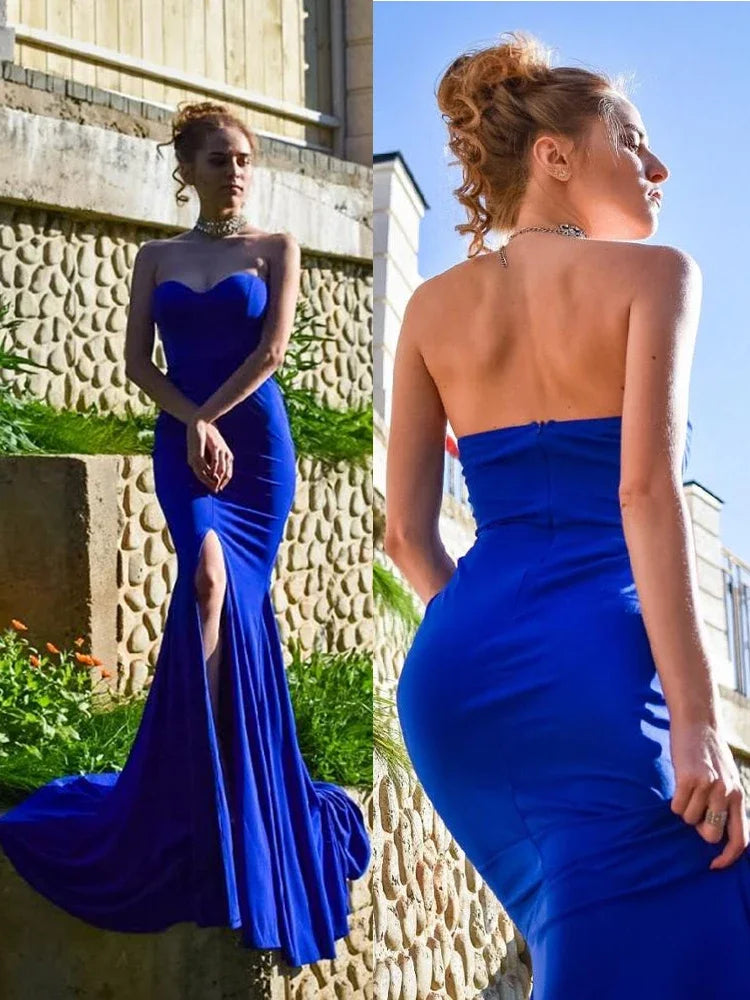 Sexy trägerloses langes schwarzes Maxikleid mit Vorderschlitz, nackte Schulter, rot, Damen-Abend-Sommer-Nachtkleid, Party, Umstandskleider