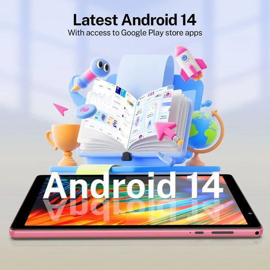 Latest Android 14 Tablet, 10-inch Tablet, Quad-core Processor, 5G WiFi, 4GB ROM + 32GB RAM, 1280*800 Resolution, 8000mAh Battery.
