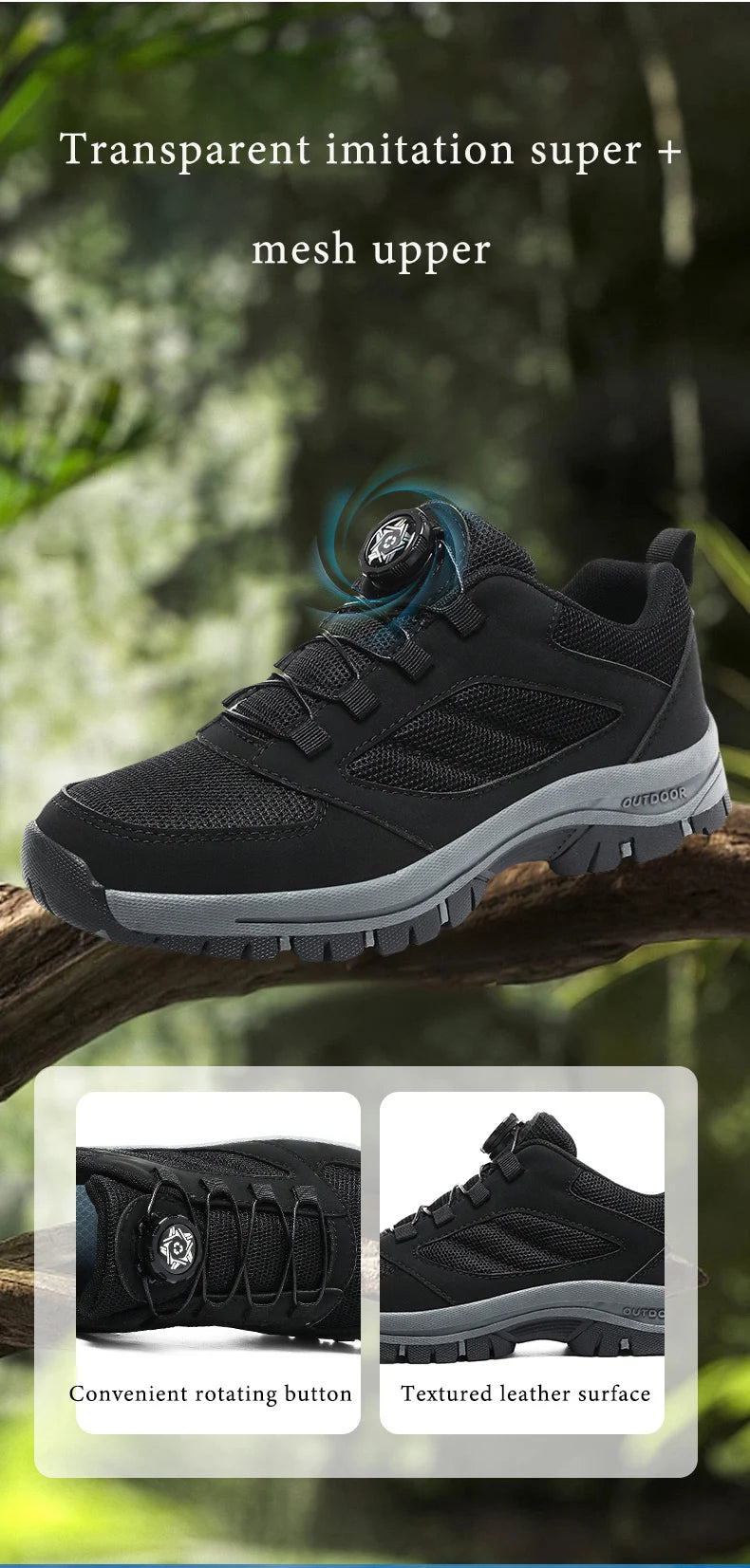 Männer Turnschuhe Stilvolle Rotierenden Schnalle Wanderschuhe Einfarbig Komfortable Nicht-slip Sportliche Schuhe Plus Größe Männer Schuhe Leder