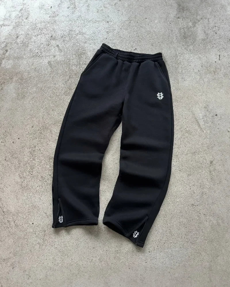 Y2K Retro Gerade Hosen Trainingsanzug Streetwear Hosen Personalisierte Hose Bein Zipper Stickerei Hip Hop Casual Jogger Männer Hosen