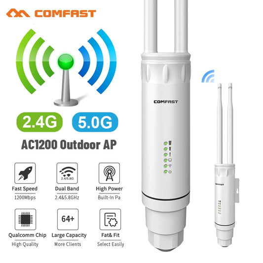 COMFAST AC1200/AC1300 Outdoor AP Router 2.4G/5G Dual Dand Long Range signal Extender Amplifie wireless WiFi Repeater waterproof.