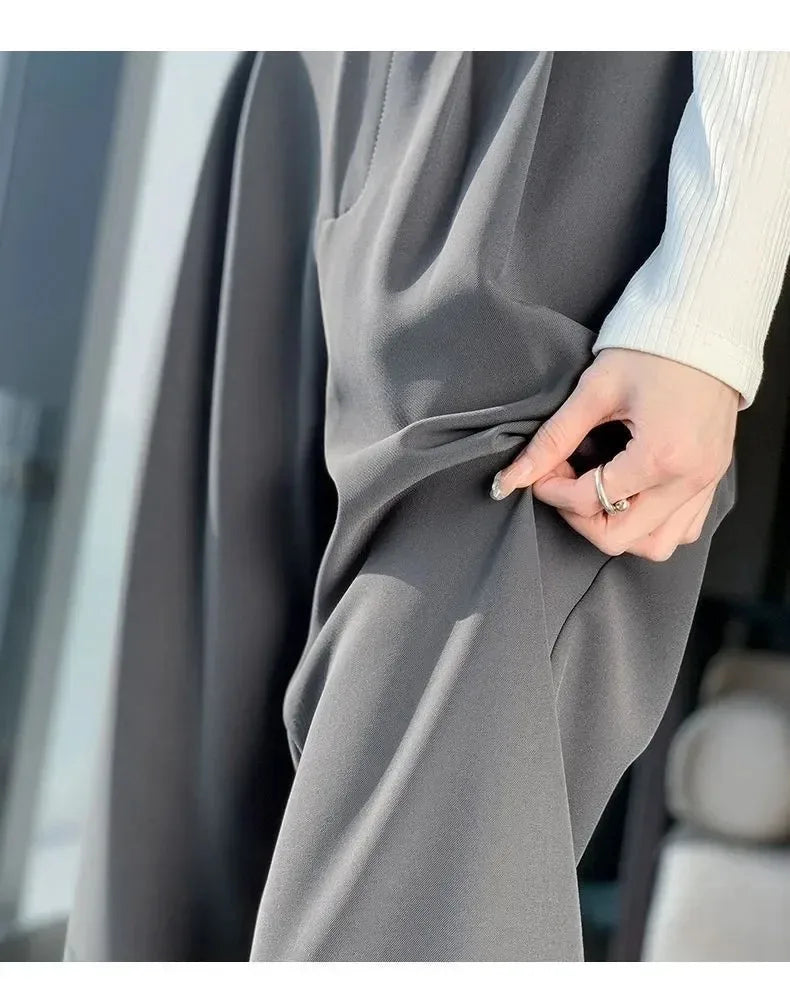 Elegante Breite Bein Hosen Frauen Koreanischen Stil Hohe Taille Schwarz Baggy Hosen Büro Damen Mode Lose Anzug Hosen Streetwear