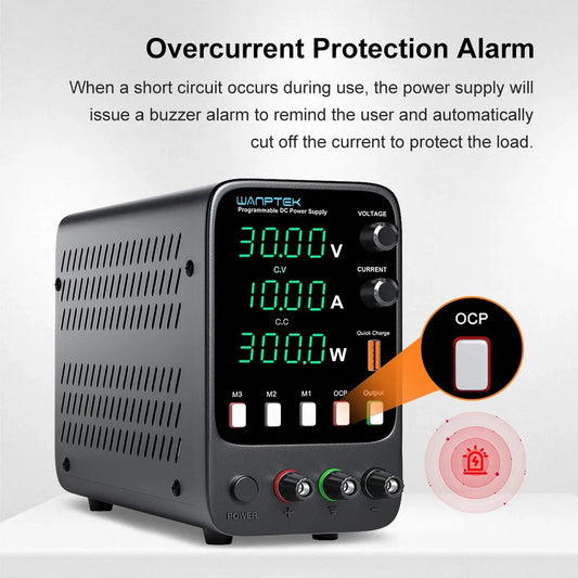 Wanptek Laboratory Power Supply 30V 5A / 30V 10A With OCP Short-Circuit Protection AC 220V/110V Auto Switching Preset Current.
