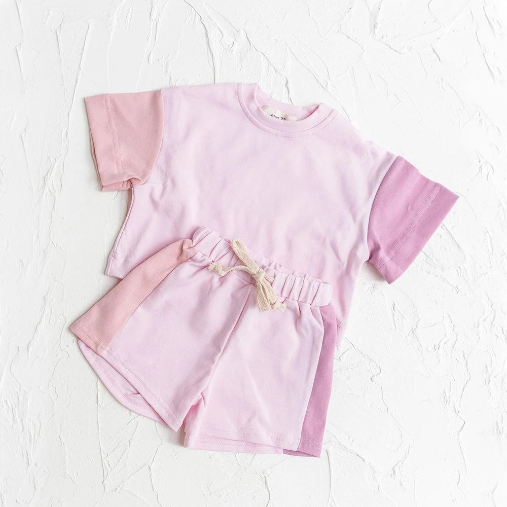 2023 sommer Neugeborenen Baby Jungen Mädchen Übergroßen Strampler Kleidung 0-24M Patchwork Farbe Baumwolle Kurzarm Body Grundlegende overalls.