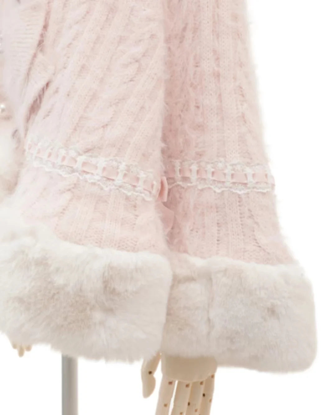 Japanische Liz Süße Prinzessin Faux Kaninchen Fell Cape Mantel Frauen Herbst Winter Pelz Jacke Lose Uhr Strass Bogen Mit Kapuze Mantel