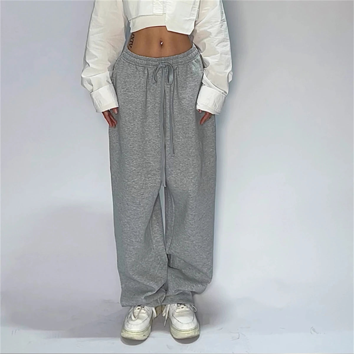 Mode Vintage Y2K Baggy Hose Frauen Sommer Breite Bein Elastische Taille Lose Hosen Dame Einfarbig Hip Hop Hosen Casual Kleidung