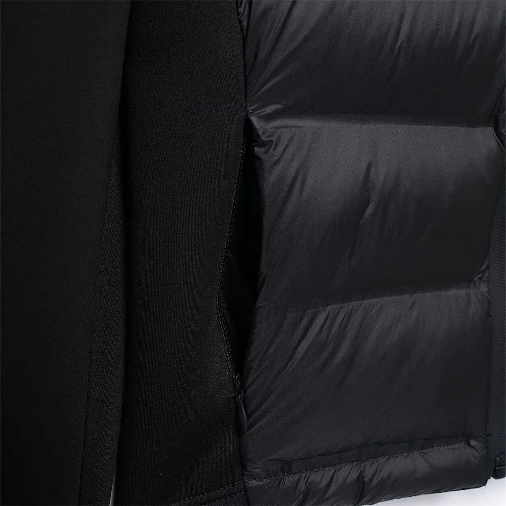 ZBZA Damenmode mit Kapuze, Neopren-Effekt, gespleißter, wattierter Jacke, hoher Kragen, lange Ärmel, verstellbare Kapuze, lässig, schmale Passform, warmer Mantel, Herbst/Winter, neue schicke Damen-Oberbekleidung