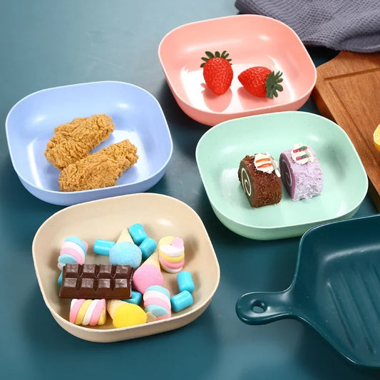 10pcs Multi-function Spit Bone Dish Food Grade Plastic Round Square Set Dining Table Garbage Plate Household Snack Fruit Plate.