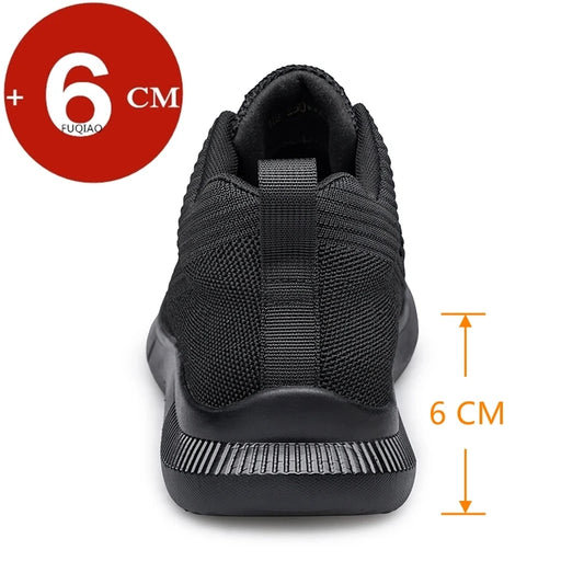 Men Big Size 37-47 Breathable Mesh Elevator Sport Shoes Soft Comfortable 6cm Hidden Heels Height Increasing Sneakes Lift Casual.