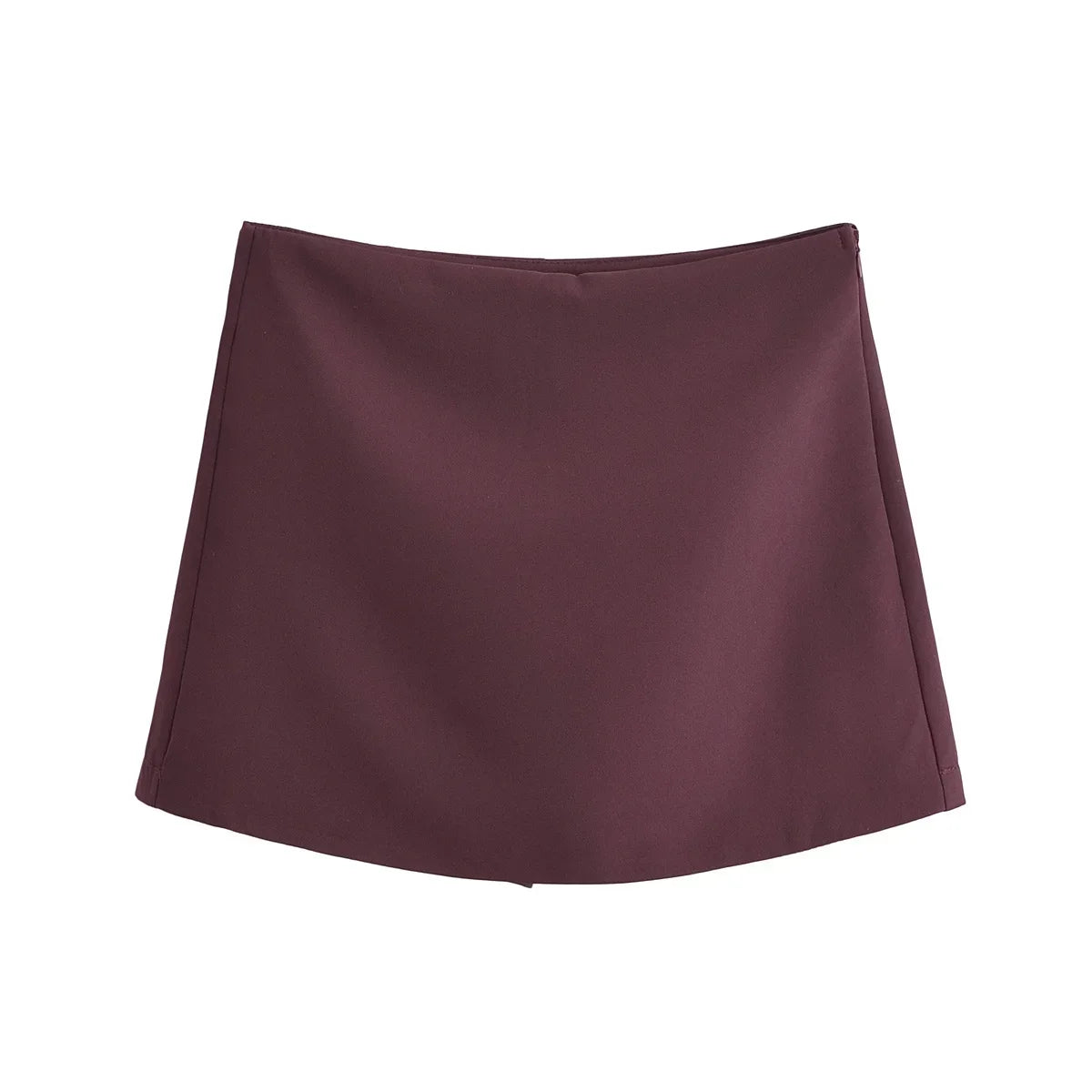 TRAF Shorts for Women Fashion Autumn Winter New Comfortable Casual Solid Color Side Zip Middle-waisted A-line Culotte Skirt Pant