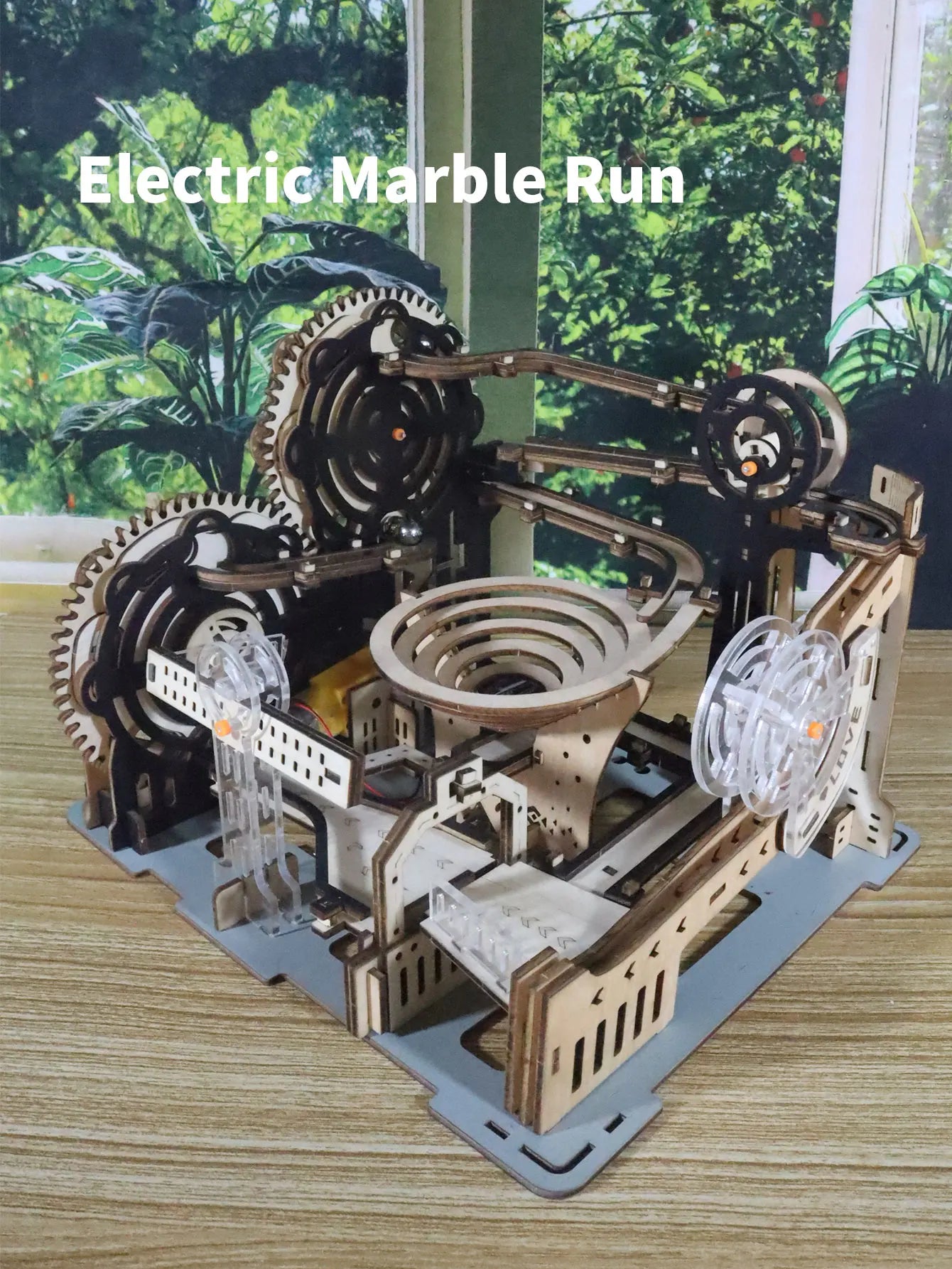 Electric 3D Wooden Puzzles Marble Run Model Kits Brain Teaser Puzzle DIY handmade Christmas gift.