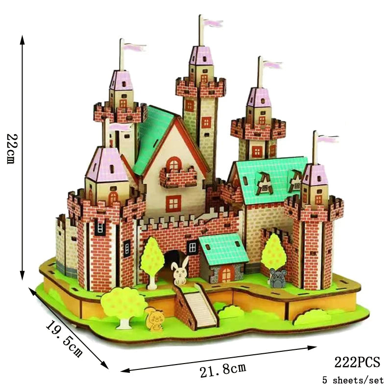 Retro Bus European-style Campervan 3D Wooden Car Puzzle DIY Sailing Ship Airplane Building House Model Jigsaw Toys For Children