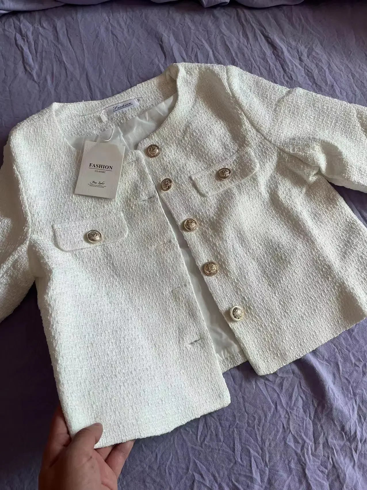 Frühling und Herbst Koreanische Mäntel Frauen Jacke Neue Französisch Wolle Tweed Mantel Mode High-end-Gold Taste Kurze Schlanke temperament