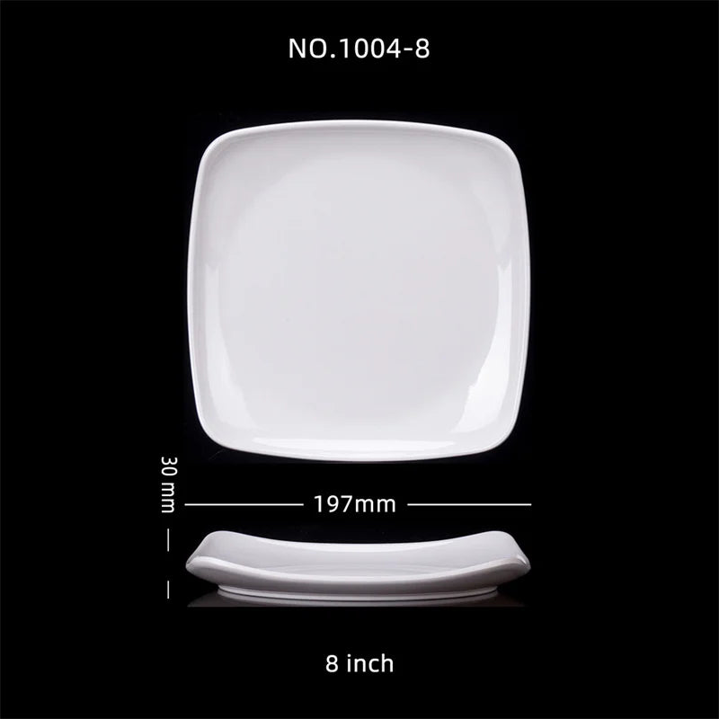 Melamine White Dinner Plate Fast Food Square Dishes School Rice Meal Serving Trays Cheap Hotel Table Decoration and Accessories