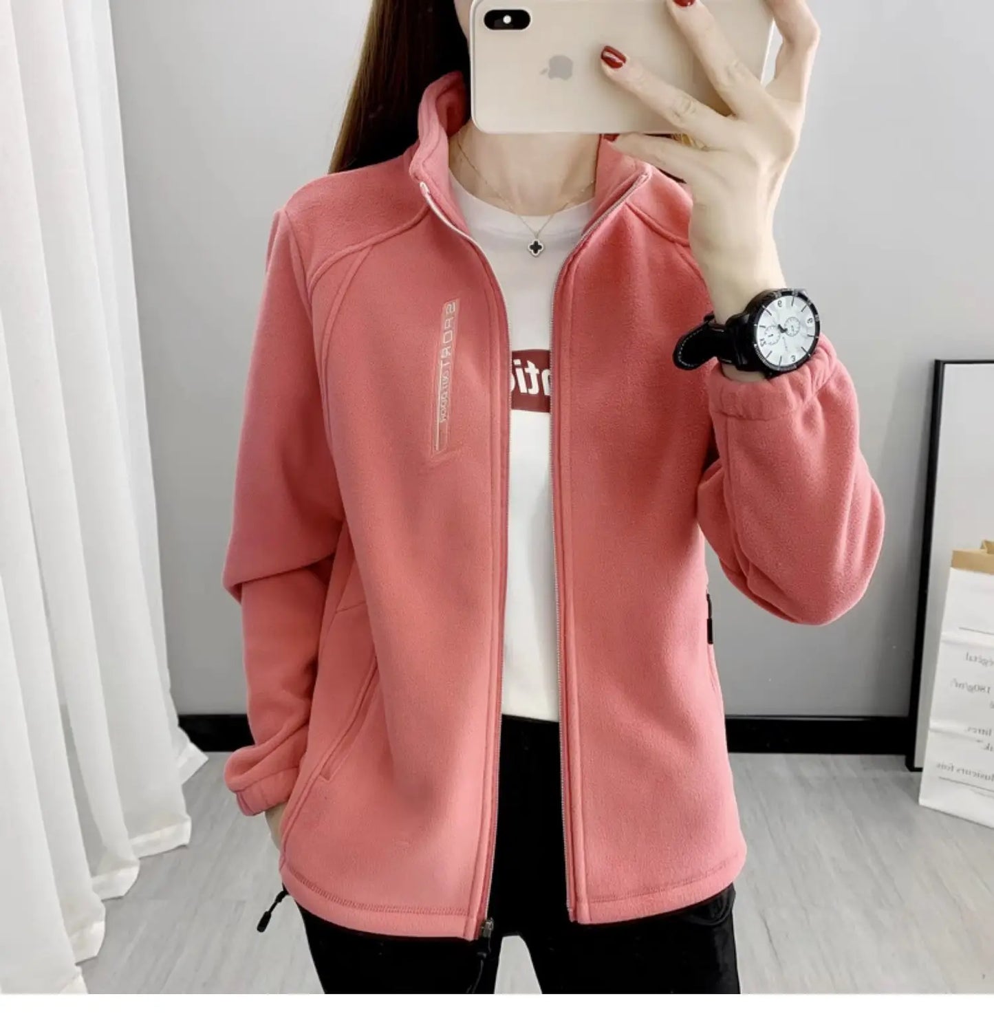 Plus Größe Herbst Winter Polar Fleece Warme Mantel Frauen Sweatshirt Outdoor Sport Casual Zipper Strickjacke Jacke Top Schlank Jugendliche