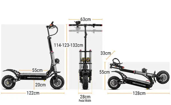 TEEWING S3 Adult Electric Scooter 3000W*2 Dual-Motor E-Scooter 60V38AH Battery 11" Off-RoadTires Foldable EScooter.
