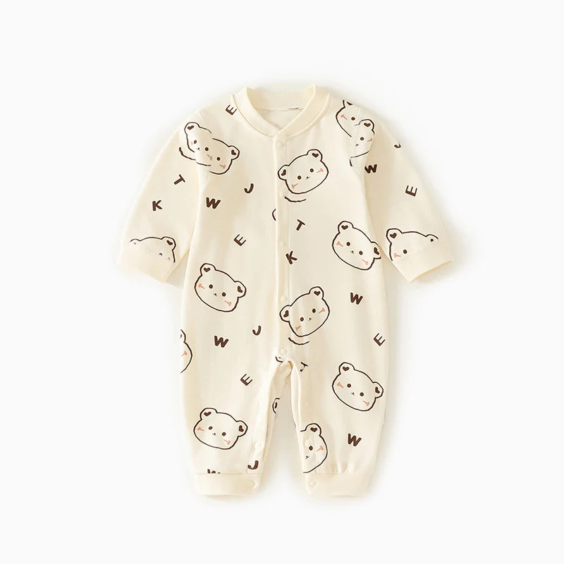 0-2Y Reine Baumwolle Langarm Neugeborenen Baby Strampler Haut-freundliche Einteilige Windel Overall Unterwäsche Infant Cartoon Homewear