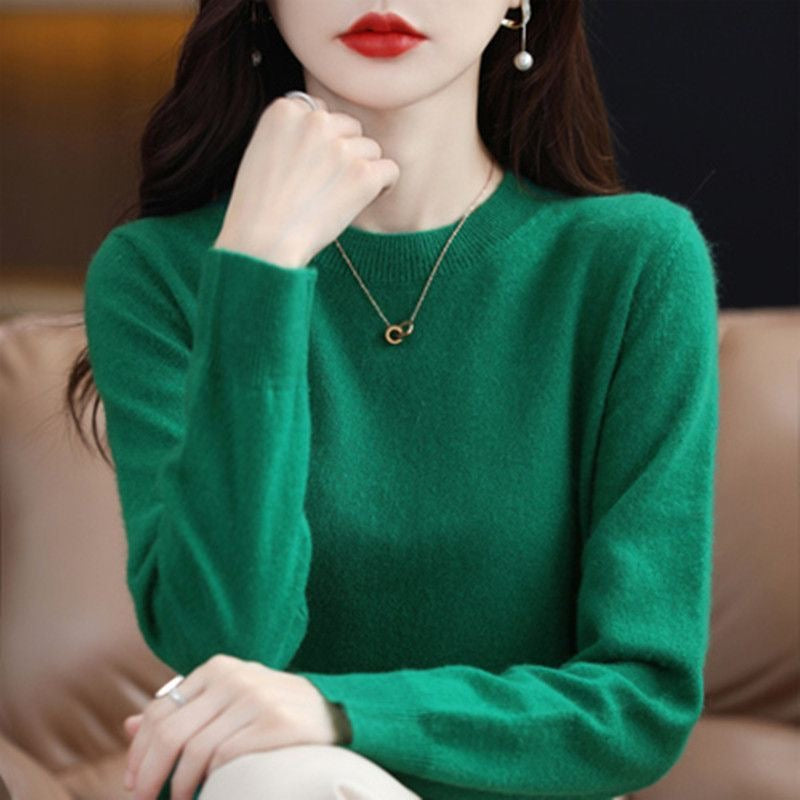 Frauen Pullover Oansatz Herbst Winter Grundlegende Pullover Warme Casual Pulls Jumper Koreanische Lange ärmeln Solide Strickwaren Bodenbildung Shirt