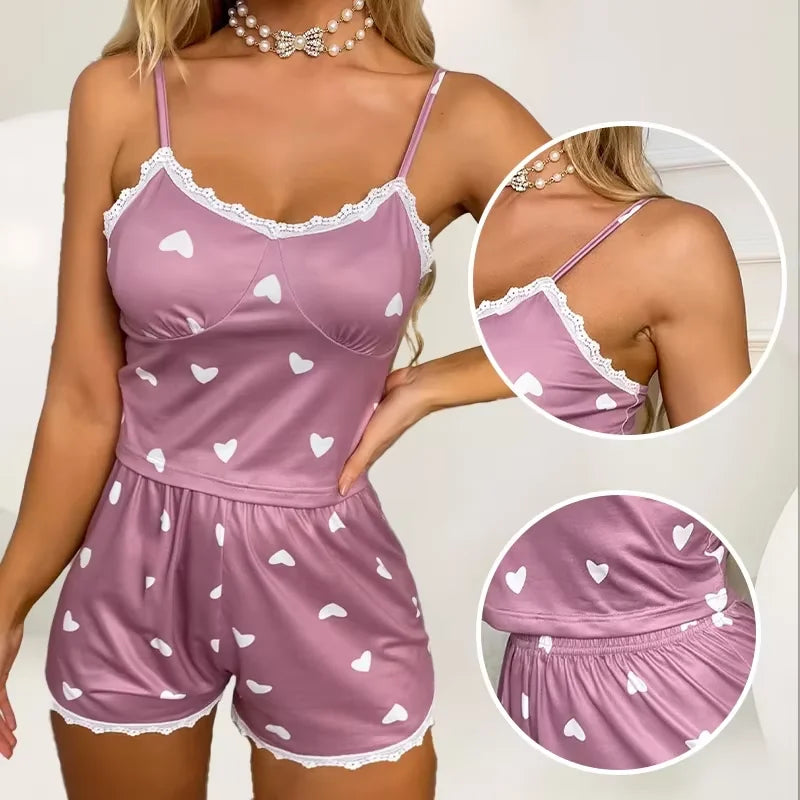 1 Satz Sommer-Damen-Pyjamas, zweiteilig, sexy, lässig, Leibchen, Unterhemd, Shorts, Homewear-Anzug