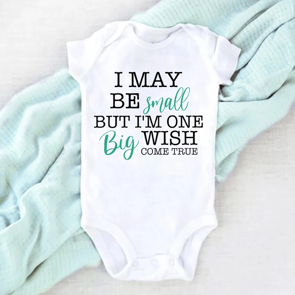 I May Be Amall But I'm One Big Wish Come Ture Baby Strampler Neugeborenen Body Kurzarm Overall IVF Success NICU Babykleidung